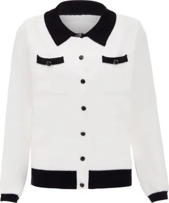 Immagine prodotto di CARNEA cardigan da donna - bianco lana nero, XS/S