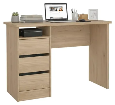Produktbild von Schreibtisch Huaning, Mehrzweckschreibtisch, Bürotisch für PC, Eckschreibtisch, 110x49 h76 cm, Eiche