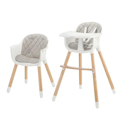Produktbild von Kinderkraft SIENNA Kinderhochstuhl 2-in-1 Verstellbarer Hochstuhl für Babys und Kinder bis 20 kg, abnehmbares Tablett, rutschfest, leicht - Grau