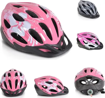 Produktbild von Byox Kinder Schutzhelm Y02, 17 Löcher, Größe M, einstellbar 54-58 cm, LED-Licht pink