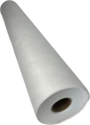 A roll of white material on a cardboard tube, likely for painting or construction.