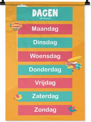 Produktbild von MuchoWow® Wandteppich Wandbehang Kinderzimmer - Tage - Pädagogisch - Mädchen - Jungen - Kinder - Kinder 60x90 cm Tapisserie Dekoration Wandtuch - Foto-Teppich - Abwaschbar