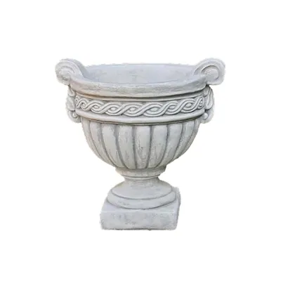 Produktbild von Pflanzschale Verziert aus Steinguss Frostfest Witterungsbeständig Amphore Blumenschale Steinfigur zur Gartendekoration Vase Schale Pflanzkorb  PO-19