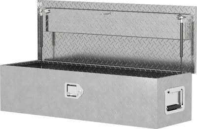 Produktbild von Stabile Aufbewahrungskiste aus Aluminium mit Seitengriffen, Schloss und Schlüsseln, Werkzeugkasten, 99 x 33 x 25,5 cm