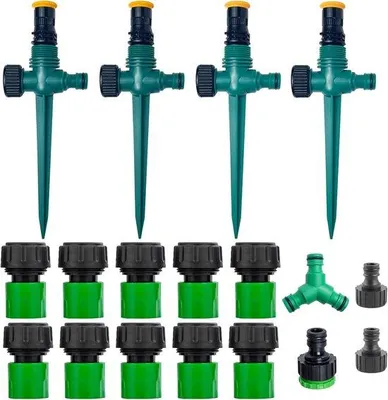 Immagine prodotto di Set di 4 irroratori da giardino – Irroratori con picchetti – Rotazione a 360 gradi – Per piante, ortaggi e fiori – Plastica – Verde