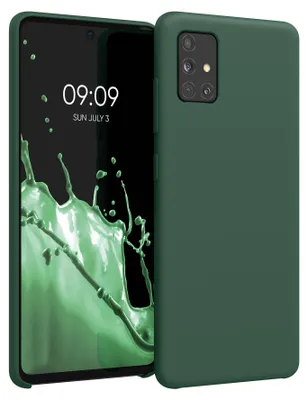 Produktbild von kwmobile Handyhülle für Samsung Galaxy A51 Hülle - Case Silikon - Kabelloses Laden - Schutzhülle Cover in Moosgrün