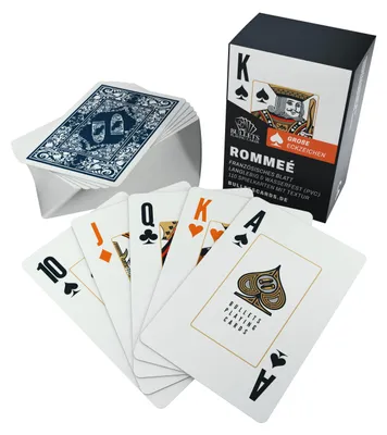 Produktbild von Rommee Kartenspiel – 110 wasserfeste Spielkarten aus Kunststoff.Stil:Jumbo Index