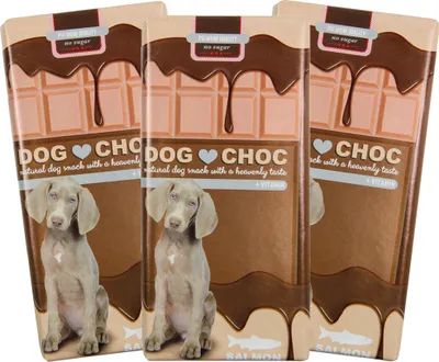 Produktbild von 3x100g Lachs -  DOG CHOC Hundeschokolade - mit spezieller Rezeptur - nur für Hunde