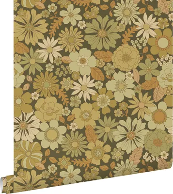 Zdjęcie produktu dla ESTAhome Tapeta retro kwiaty oliwkowym 50 x 900 cm