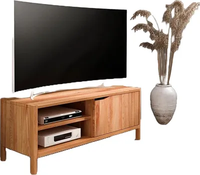 Produktbild von TV-Board Swig aus Kernbuche massiv geölt 111x50 mit 1 Tür und 2 offenen Fächern
