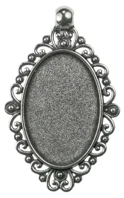 Produktbild von 10 Filigrane Anhänger mit Fassung, 49 x 31 mm, in Antiksilber und Antikbronze, Farbe:antik silber