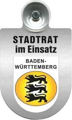 Produktbild von Einsatzschild Windschutzscheibe incl. Saugnapf - Stadtrat im Einsatz - 309394 - incl. Regionen nach Wahl Color - Region Baden-Württemberg
