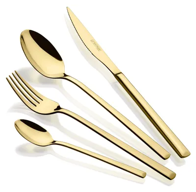 24-tlg. Besteckset Edelstahl 18/10, gold, 3 mm, 6 Personen