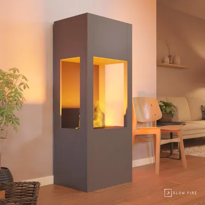 Produktbild von GLOW FIRE Elektrokamin 'Böll'| Wasserdampf Kamin mit OMC 400 ohne Holz in weiß als Raumteiler | HxBxT: 145x54x44 cm