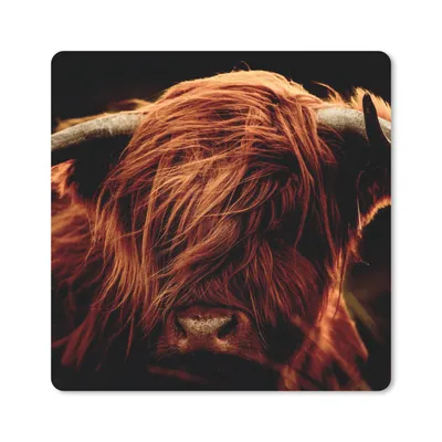 Produktbild von MuchoWow® Mauspad Mousepad Schottischer Highlander - Kuh - Hörner - Porträt - Tiere 30x30 cm - Mousepads - Maus Mat - Pad - Mausunterlage - Gaming