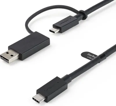 Produktbild von StarTech.com 1m USB-C Kabel mit USB-A Adapter Dongle - Hybrid 2-in-1 USB-C Kabel mit USB-A - USB-C auf USB-C (10Gbit/s - 100W PD), USB-A auf USB-C (5 Gbit/s) - Ideal für Hybrid-Dockingstation