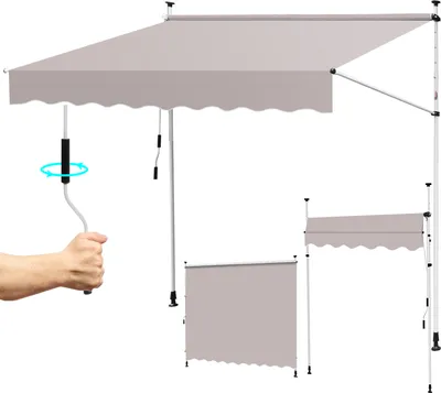 Immagine prodotto di Jayseuw tenda a pinza Tenda da sole balcone resistente ai raggi UV impermeabile Beige 350cm