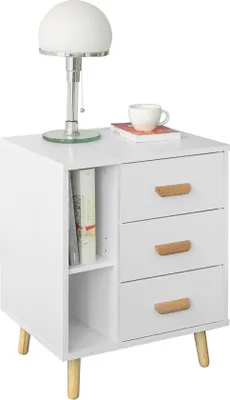 Obrázok produktu pre Nočný stolík – nočný skrinka – 3 zásuvky – 48x60x40 cm, biela, drevo