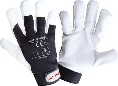 Productafbeelding van Zwarte leren handschoenen van geitenleer, model L273008P, kleur: "8", CE-markering, Lahti