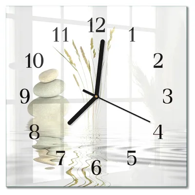 Produktbild von Tulup Glasuhr Wanduhr Küchenuhr Echt-Glas 30x30 cm Modern Dekorativ Geräuschlos Schwarzen Zeigern - Steine