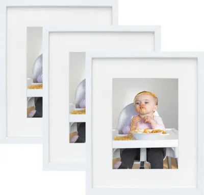 Produktbild von BD ART 3 er Set 15 x 21 cm Bilderrahmen mit Passepartout 10 x 15 cm, 3-Pack, Weiß