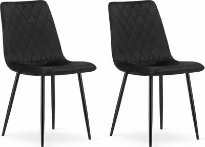 Obrázek produktu pro Židle SCANNO, černý sametový potah, kovové nohy, do obývacího pokoje, jídelny, ložnice, sada 2 kusů, rozměry 45x89x53 cm, nosnost do 110 kg