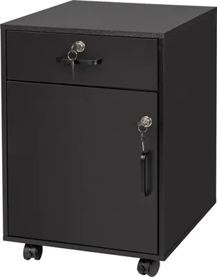 Immagine prodotto di Relaxdays: cassettiera con rotelle, cassetto e vano portaoggetti, A x L x P: 57 x 40 x 40 cm, chiudibile a chiave, mobile portadocumenti su rotelle, nero