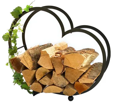Produktbild von DanDiBo Kaminholzregal Innen Metall Herz Kaminholzständer 64 cm 181134 Holzkorb Kaminholzhalter Feuerholzhalter