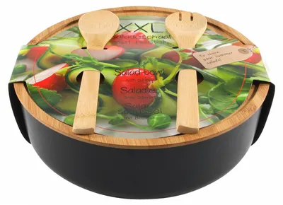 Produktbild von Svenska Living - Salatschussel/Schussel - Mit Besteck - Bambus - Schwarz