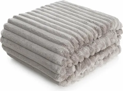 Produktbild von EUROFIRANY | Sofadecke - Decke - 220 x 200 cm - beige Kuscheldecke - Streifen
