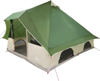Produktbild von vidaXL Tipi Zelt mit Dach mit Speicher Grün 358 x 296 x 258 cm Taft