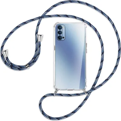 Produktbild von Handykette Backcover-Schutzhülle mit Band (Metall silberfarben) für Oppo Reno4 5G - Blautöne