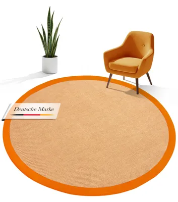 Produktbild von Sisalteppich Orange Rund Ø 160 | Moderner Teppich für Wohnzimmer und Küche