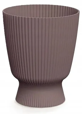 Produktbild von Runder Kunststoff-Blumentopf mit Rillen, Marsala, 22 cm, Innen- und Außenbereich