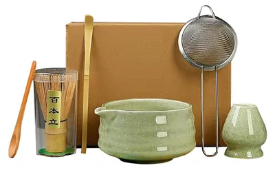 Immagine prodotto di Set da tè Matcha, 6 pezzi, Vetroceramica, bambù, verde