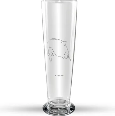 Produktbild von Mr. & Mrs. Panda Bierglas Narwal - Transparent - Geschenk, Wal, Aufräumen, Bier Glas, Putzen, Bierbecher, Glasbierglas, Meer, Hausfrau, Kinderzimmer, Trinkglas