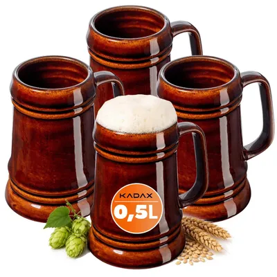 Produktbild von KADAX Keramikbierkrug, Bierkrug aus Keramik, Spülmaschinenfester Bierseidel mit Handlichem Griff