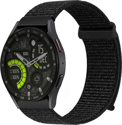 Produktbild von Smartwatch Armband für Samsung Galaxy Watch6 40mm Nylon Textil Band Ersatzband Wechselband Klettverschluss flexibel atmungsaktiv Schwarz