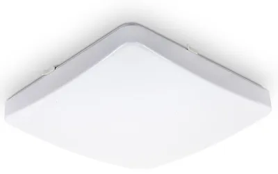 Image de B.K.Licht Plafonnier LED, Eclairage plafond cuisine salle à manger, finition blanche, platine LED 12W, 1200lm, blanc chaud 3000K, IP20, carré 27x27cm