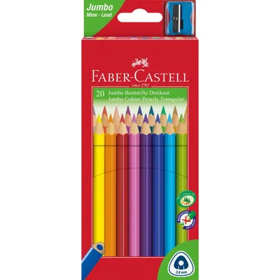 Immagine prodotto di Matite triangolari Jumbo 20 colori + temperino FABER CASTELL