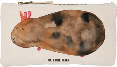 Produktbild von Mr. & Mrs. Panda Kulturbeutel Einhorn Meerschweinchen Größe S Klein - Weiß - Geschenk, Unicorn, Einhörner, Pouch, Mäppchen, Meerhörnchen, Schminktasche, Meerschwein