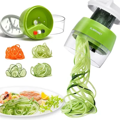 Produktbild von 4 in1 Spiralschneider Hand für Gemüsespaghetti, Gemüse Spiralschneider, Gemüsehobel für Karotte, Gurke, Kartoffel,Kürbis, Zucchini, Zwiebel