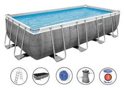 Immagine prodotto di Piscina Power Steel Rettangolare Con Telaio Portante Cm.488X244X122H. - kg.95,5- lt.11.532- filtro cartuccia (art.56996)
