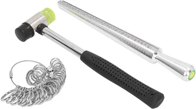 Imagen del producto de Calibrador de anillos de acero, con martillo, para la fabricación de joyería, para medir tallas de anillos