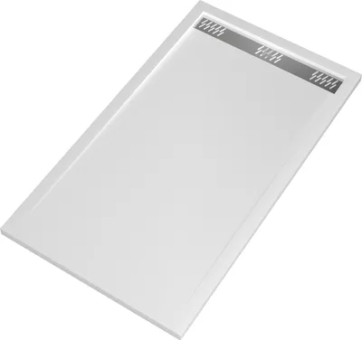 Image de Receveur en acrylique Blanc 90x140x5 cm - Grille Linéaire Chrome - WHITENESS II
