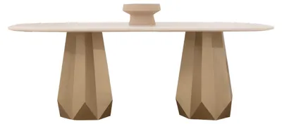 Obrázek produktu pro Béžový dřevěný jídelní stůl – designový stůl do jídelny a kuchyně