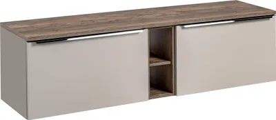 Zdjęcie produktu dla Szafka Łazienkowa 180 Cm Z Blatem Dąb Szary Półki Nowoczesna Elegancja