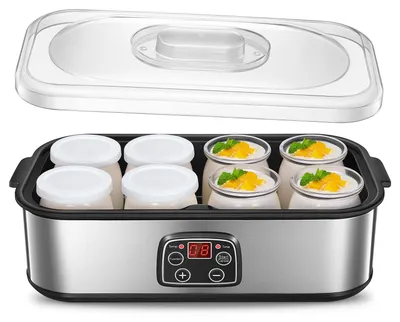 Joghurtbereiter mit 8 Gläsern, 1440 ml, Timer, 20–55 °C, Edelstahl