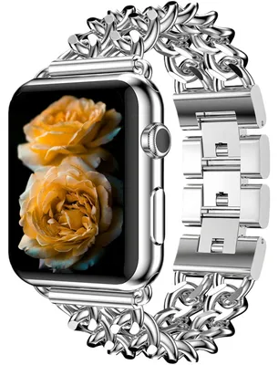Imagen del producto de Elzusha - Pulsera de cadena metálica para Apple Watch, estilo occidental