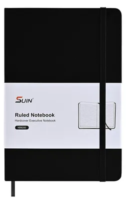 Immagine prodotto di Quaderno A5 con righe, rivestito in ecopelle nera, 192 pagine, carta da 100 g/m²